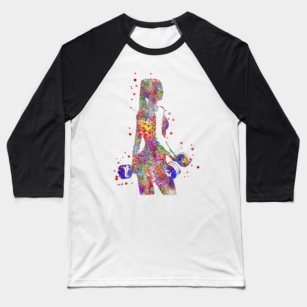 Weight training Baseball T-Shirt by RosaliArt